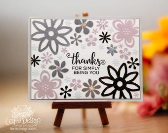 Handmade Floral Thank You Card: Unique Letterpressed Design