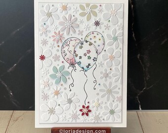 Just Because Handmade Card - Pastel Floral & Balloons Greeting Card