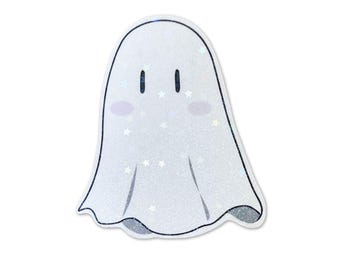 Kawaii Misty Ghost Sticker | Holographic, Halloween Decor