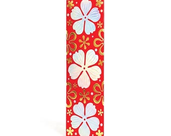 Handmade Bookmark, Floral pattern, Holographic Mother-of-Pearl Style, Gift for Readers