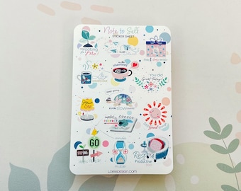 Note to Self Sticker Sheet – Motivational Affirmations, Gentle Self-Care Reminders for journals and planners