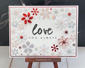 Mother's Day Card, Handmade - Love You Always – One of a Kind Floral Decorated Card