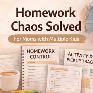 Kids Homework Planner for Multiple Kids | Homework Routine Printable for Busy Moms | After School Homework Organizer