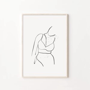 Abstract Woman Drawing Art Print, Minimalist Feminine One Line Wall Home Decor, Female Body Print Poster, Modern Line Art, DIGITAL Download