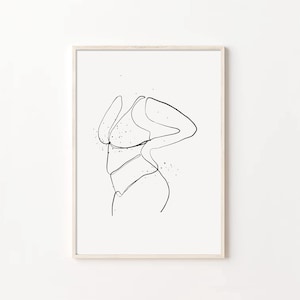 Abstract Woman Drawing Art Print, Minimalist Feminine One Line Wall Home Decor, Female Body Print Poster, Modern Line Art, DIGITAL Download