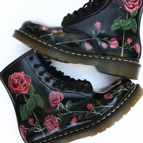 doc martin boots with roses