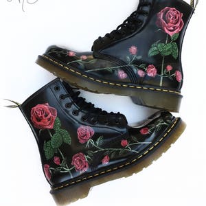 Personalizado pintado rosa Doc Martens botas botas de flores | Etsy México