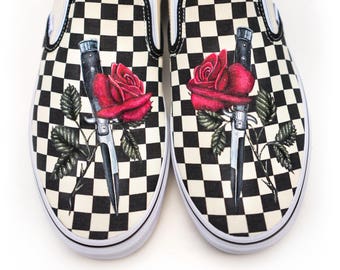 Rose Slip on Vans - Etsy