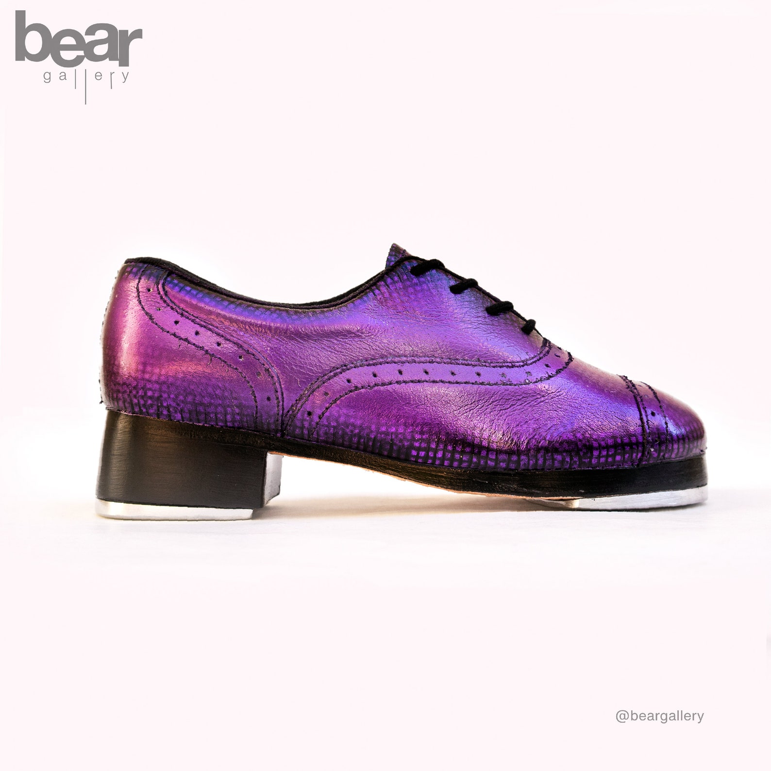 Custom Shiny Lace Pearlescent Purple Tap Dance Shoes Hand Etsy