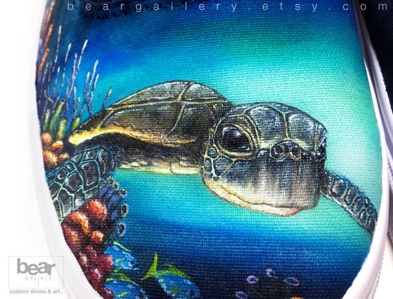 Sea Turtle Vans Shoes Hand Painted Sea Vans Shoes Hand Painted Sea Turtle