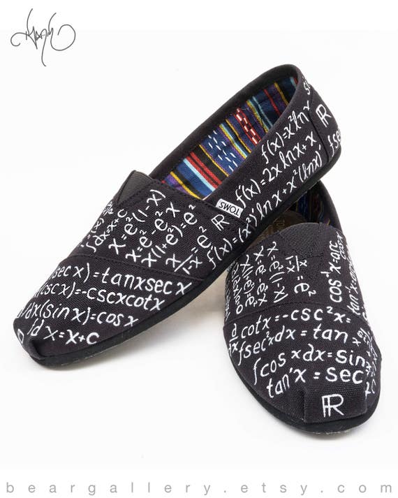 Custom Painted Math TOMS Schoenen Calculus vergelijkingen | Etsy