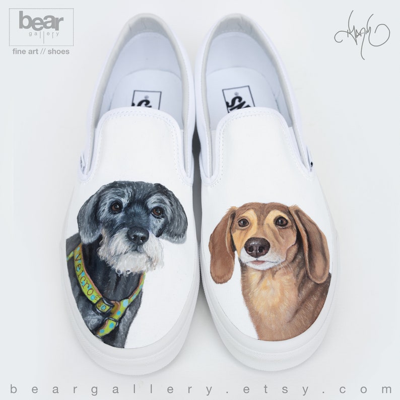 Custom Painted Dog Vans Shoes Hand Painted Pet Portraits Etsy