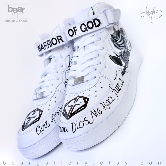 Custom Nike Air Force 1 Hand Painted Nike Shoes Anuel AA and Custom Nike Air Force 1 Hand Painted Nike Shoes Anuel AA and