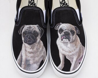 Custom Painted Dog Vans Shoes Hand 