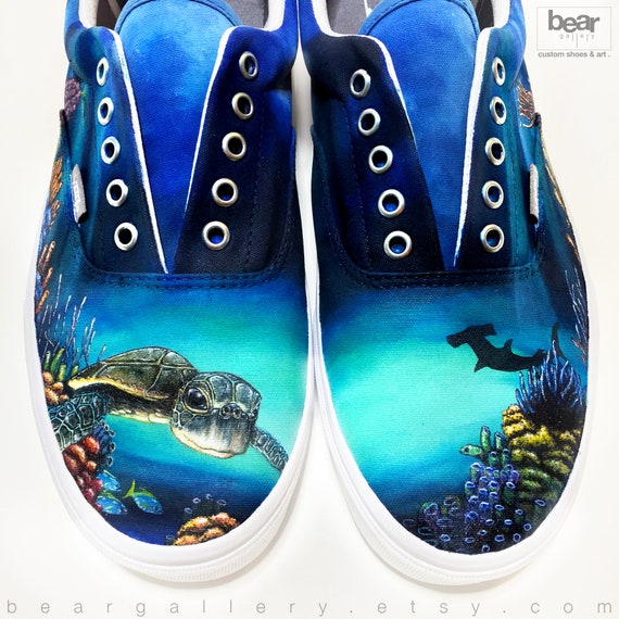 Sea Turtle Vans Shoes Hand Painted Sea Vans Shoes Hand Painted Sea Turtle