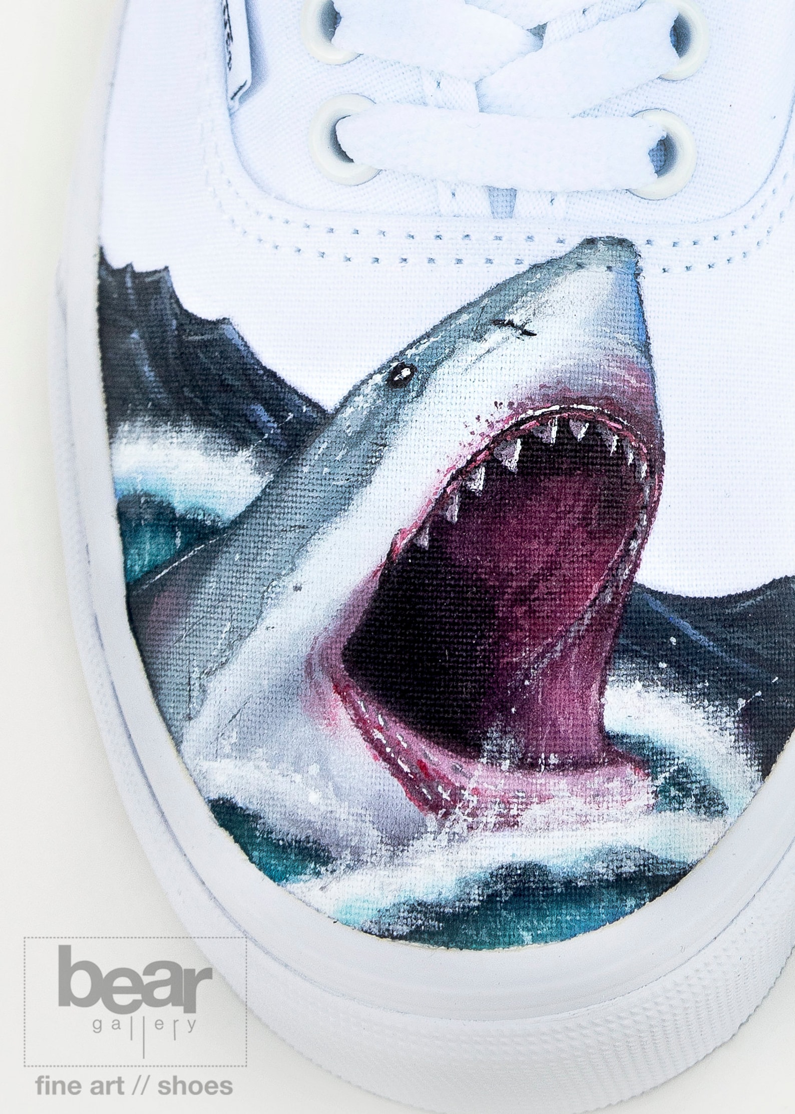 Custom Painted Shark Vans Shoes Hand Painted Great White | Etsy