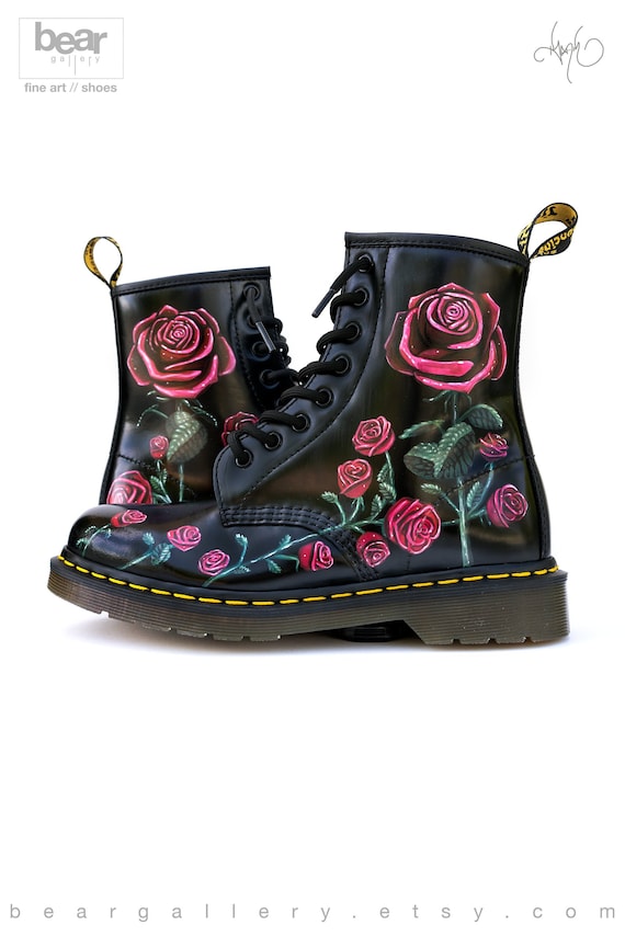 Custom Painted Rose Doc Martens Boots 