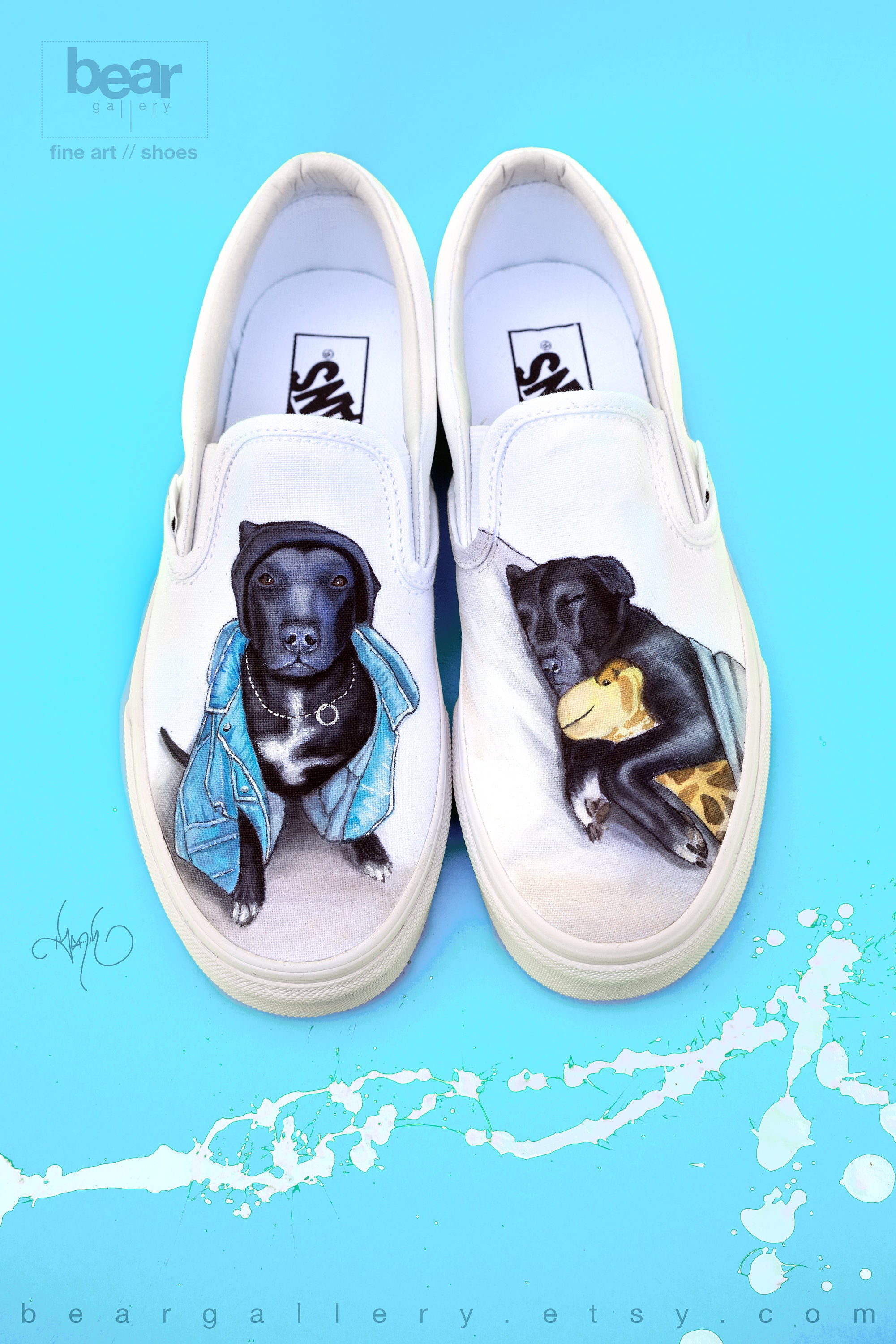 Custom Painted Dog Vans Shoes Hand Painted Pet Portraits Etsy