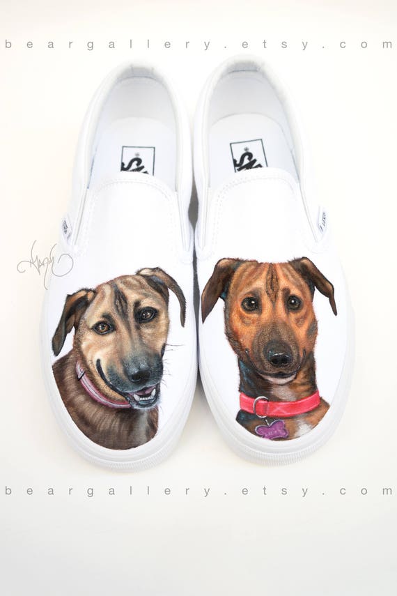 Custom Painted Dog Vans Shoes Hand 