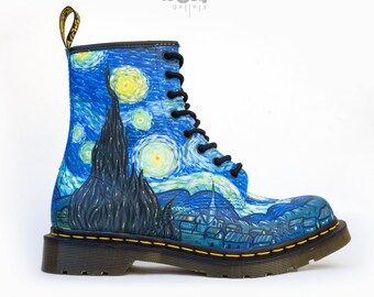 Custom Painted Doc Martens Boots - Hand Painted Doc Martens - Fine Art Doc Martens - Artwork Painting Doc Martens