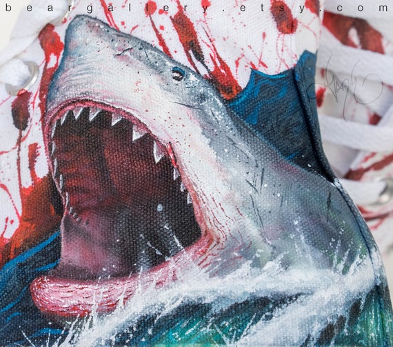 Custom Painted Shark Converse Scarpe Mano dipinta con mano | Etsy Italia