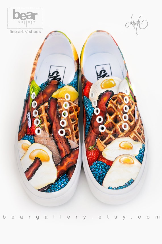 Hand Painted Breakfast Custom Vans 