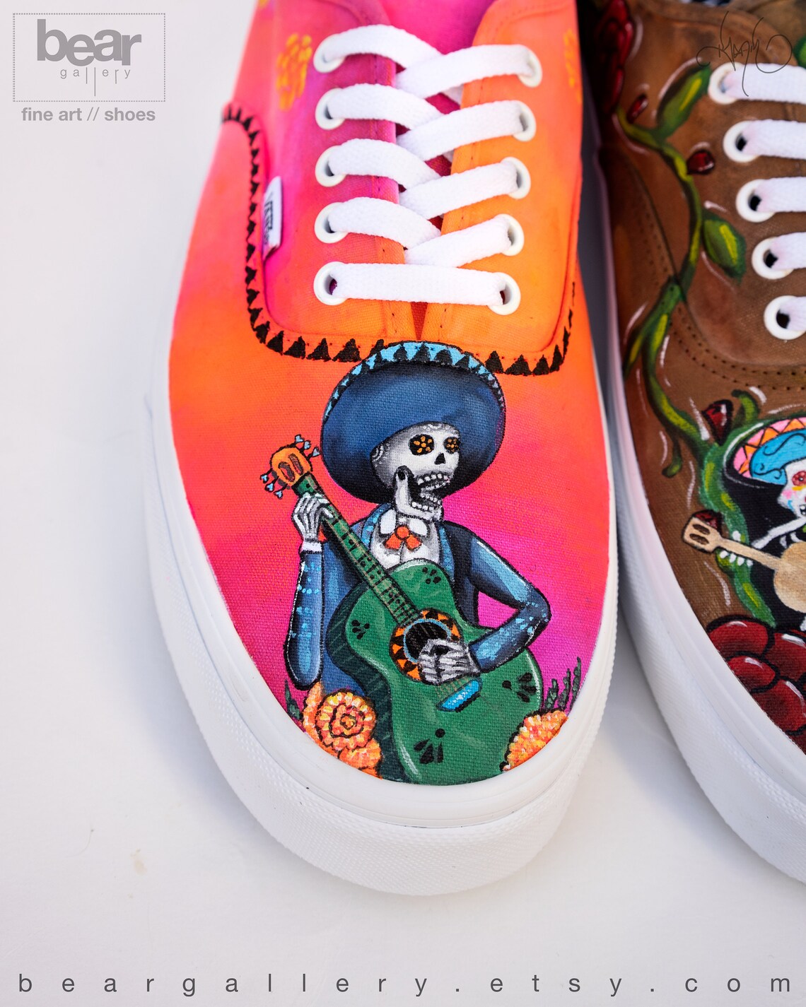 Custom Painted Dia de los Muertos Mariachi Vans Shoes Hand Etsy