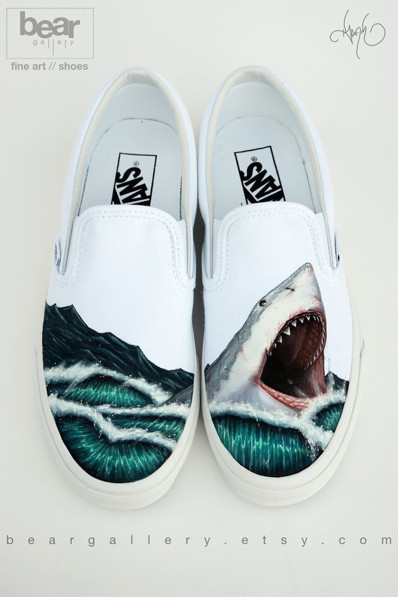 Custom Painted Great White Shark Vans 