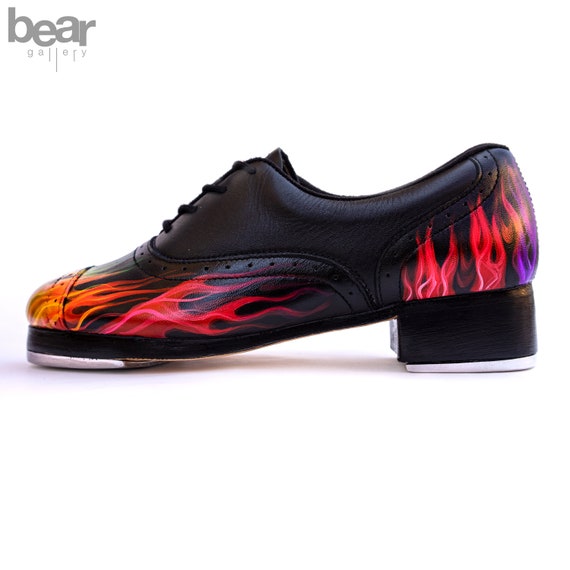 Custom Hand Painted Tap Dance Shoes Rainbow Flame Tap Dance Etsy