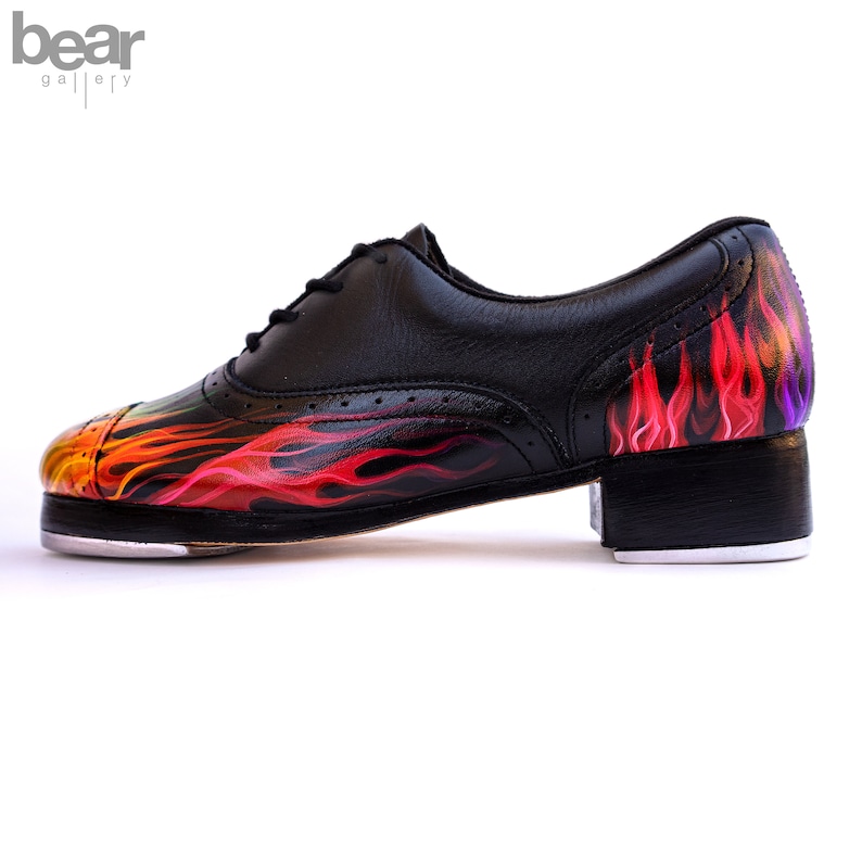 Custom Hand Painted Tap Dance Shoes Rainbow Flame Tap Dance Etsy