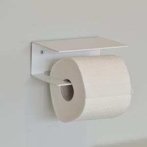 Small White toilet paper holder, Right-side, modern toilet paper dispenser bathroom accessories, Minimalist toilet paper storage bathroom.