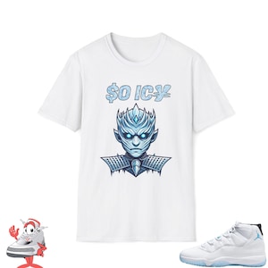 Jordan Retro 11 Legend Blue Matching Graphic Softstyle T-Shirt, Night King So Icy Tee Shirt, Unisex Clothing, Trendy Streetwear, Hip Hop XI