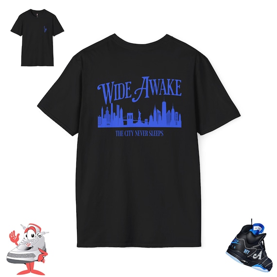 Matching Shirt for Awake NY X Air Jordan Retro 5 Black Racer Blue