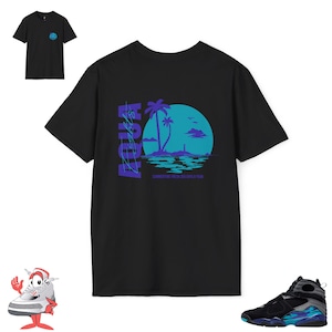 Matching Shirt For Nike Air Jordan Retro 8 Aqua Black Purple Sneaker Match Tee Summer Vibes VIII Sportswear T-Shirt Sneakerhead Streetwear