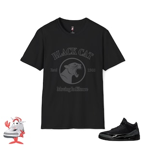 Air Jordan Retro 3 Black Cat Unisex Matching Shirt Streetwear Fashion Custom Graphic Tee Shirt Perfect Match Nike T-Shirt Jordan III Gift