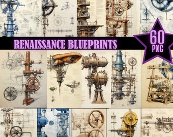 Planos de SteamPunk, dibujos de patentes PNG, esquemas imprimibles, efímeras vintage, dibujos mecánicos, diario basura, papel digital, máquina antigua