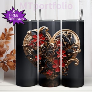 Hartenaas stijlvolle kaart haai cadeau voor vrouwen 20oz mager Tumbler Dye sublimatie ontwerp digitale wrap glijbaan downloaden, 300 dpi png-bestand