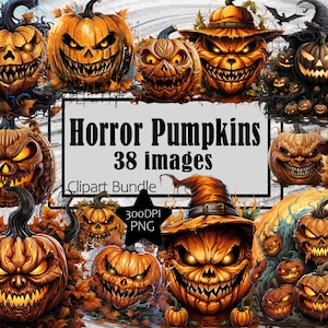 Spooky Gothic Horror Kürbisse Clipart Grafiken Transparent Kommerzielle Lizenz Inkl. ~ Digitaler Download Sublimation Junk Journal