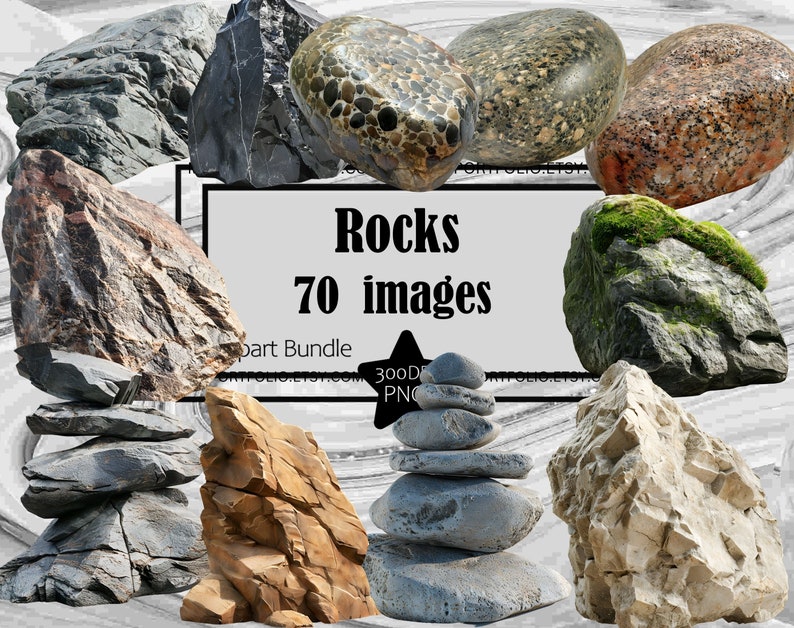 Rocks Clipart River Rocks PNG Graphic Obsidian Image Transparent Commercial License Digital Download Sublimation Zen Rock Stack Junk Journal image 1