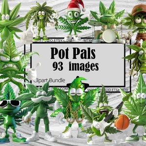 Pot Pals Clipart Marijuana Friend PNG Bundle Anime Weed TShirt Melhores Buds Gráfico Transparente Comercial Digital Sublimação Junk Journal