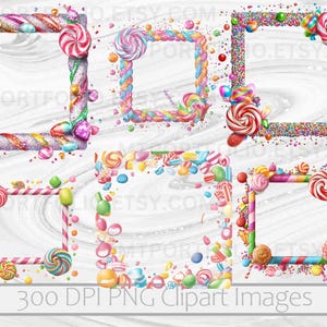 Candy Frame Clipart Rainbow Candy Frame Heart Border PNG Bundle ...