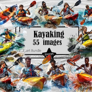 Kayak Clipart Whitewater PNG Kayaking Bundle PNG Grafica avventura in barca Trasparente Uso commerciale Download digitale Sublimazione Journal