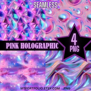 Holografische roze CyberPunk stof textuur digitaal papier naadloze patronen 4-pack bundel plakboek dagboek kleurstof sublimatie Instant Download