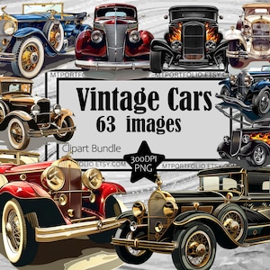 Clipart de coches clásicos, coche clásico PNG, paquete gráfico de coches hot rod de los años 50, transparente, comercial, descarga instantánea, sublimación, Detroit Muscle