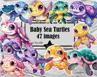 Baby Sea Turtle Clipart Anime Baby Turtle  PNG Bundle PNG Graphic Transparent Commercial Use Digital Download Sublimation Journal Turtle Art