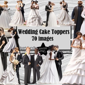 Topper na tort weselny Clipart PNG Panna Młoda Pan Młody Clipart Pobieranie cyfrowe Dziennik śmieciowy Sublimacja Clipart Różnorodność LGBT PNG Tort weselny