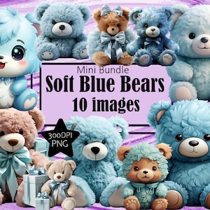 Blauwe teddybeer ClipArt voor een jongen commercieel gebruik blauw cadeau babyshower kleurstof sublimatie Instant Download gender Reveal aankondiging babyjongen