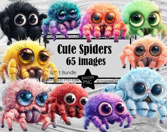 Cute Spider Clipart Kawaii Spider PNG Pastel Furry Spider PNG Graphic Transparent Commercial Use Digital Download Sublimation Foodie Journal