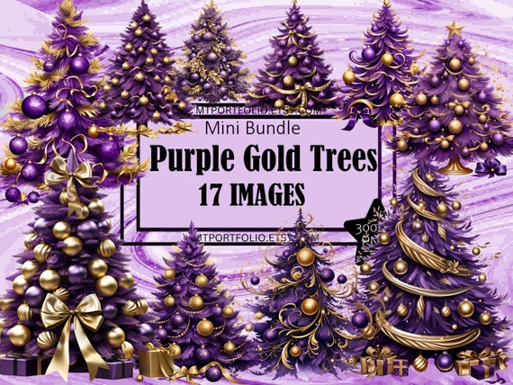 Lila Gold Glam Weihnachtsbaum Winter Urlaub PNG Art Clipart Grafiken  Sublimation Bundle Junk Journal Scrapbook Datei Transparent Download - Etsy  sterreich