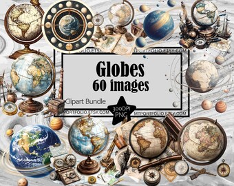Globe Clipart Parchment Map Clipart Graphics Global Earth Map Transparent Commercial License Use Digital Download Sublimation Journal